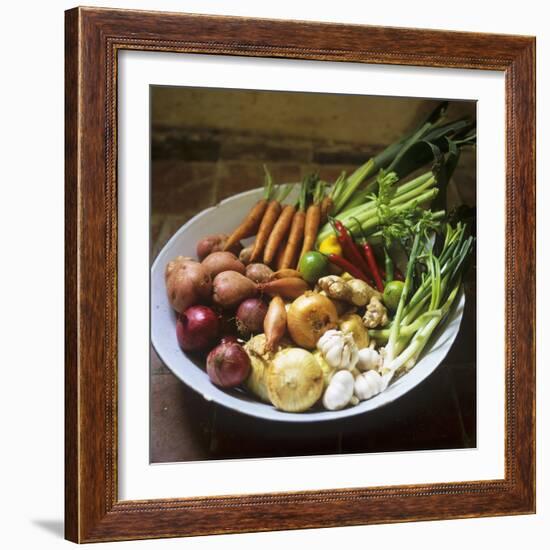 A Bowl of Vegetables, Citrus Fruits and Spices-Tara Fisher-Framed Photographic Print