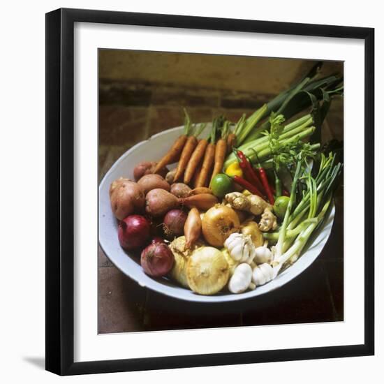 A Bowl of Vegetables, Citrus Fruits and Spices-Tara Fisher-Framed Photographic Print