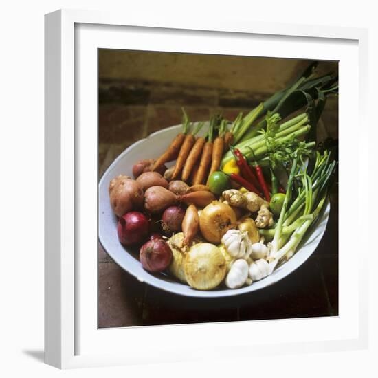 A Bowl of Vegetables, Citrus Fruits and Spices-Tara Fisher-Framed Photographic Print