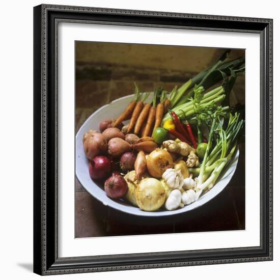 A Bowl of Vegetables, Citrus Fruits and Spices-Tara Fisher-Framed Photographic Print