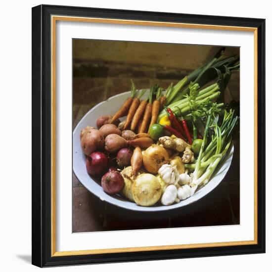 A Bowl of Vegetables, Citrus Fruits and Spices-Tara Fisher-Framed Photographic Print