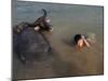 A Boy Bathes with His Water Buffalo in the Mekong River, Near Kratie, Eastern Cambodia, Indochina-Andrew Mcconnell-Mounted Photographic Print