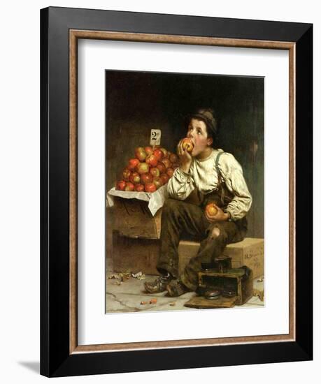 A Boy Eating Apples, 1878-John George Brown-Framed Giclee Print