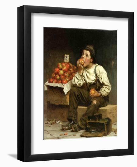 A Boy Eating Apples, 1878-John George Brown-Framed Giclee Print