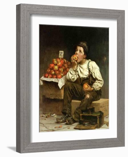 A Boy Eating Apples, 1878-John George Brown-Framed Giclee Print