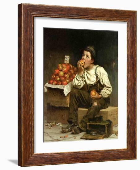 A Boy Eating Apples, 1878-John George Brown-Framed Giclee Print