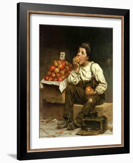 A Boy Eating Apples, 1878-John George Brown-Framed Giclee Print