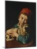 A Boy, Half Length, in a Blue Jacket and a Red Hat, Holding a Pug on a Cushion-Giacomo Ceruti-Mounted Giclee Print