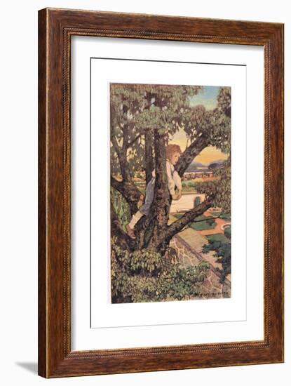 A Boy in a Tree, from 'A Child's Garden of Verses' by Robert Louis Stevenson, Published 1885-Jessie Willcox-Smith-Framed Giclee Print