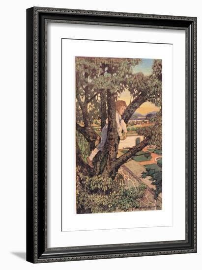 A Boy in a Tree, from 'A Child's Garden of Verses' by Robert Louis Stevenson, Published 1885-Jessie Willcox-Smith-Framed Giclee Print