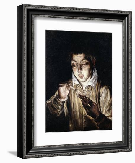 A Boy Lighting a Candle-El Greco-Framed Giclee Print