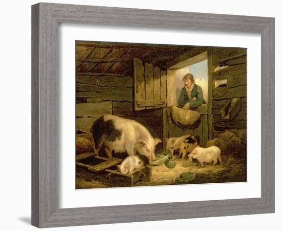 A Boy Looking into a Pig Sty, 1794-George Morland-Framed Giclee Print