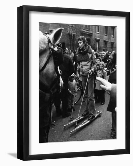 A Boy Roller Skiing in Milan-Walter Mori-Framed Photographic Print