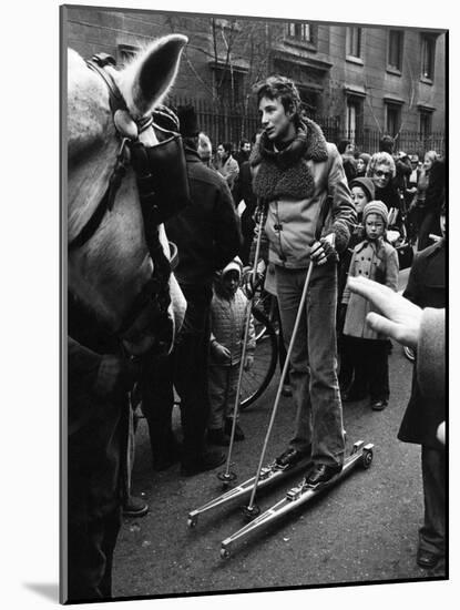 A Boy Roller Skiing in Milan-Walter Mori-Mounted Photographic Print