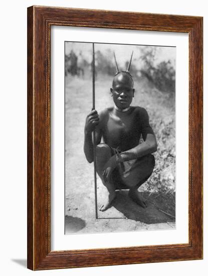 A Boy with 'Horns, Abercorn to Tukuyu, Tanganyika, 1925-Thomas A Glover-Framed Giclee Print