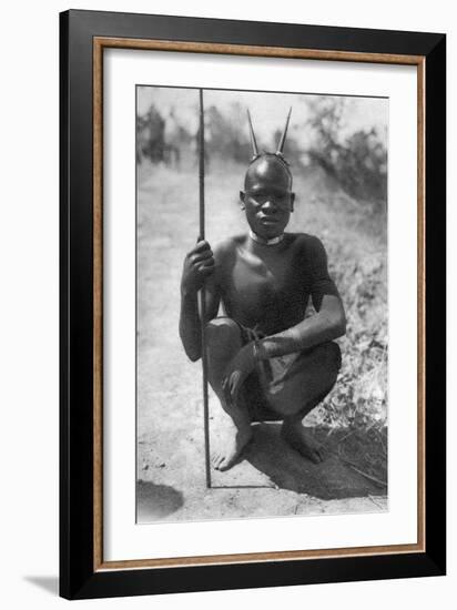 A Boy with 'Horns, Abercorn to Tukuyu, Tanganyika, 1925-Thomas A Glover-Framed Giclee Print