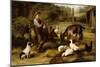 A Boy with Poultry and a Goat in a Farmyard, 1903-Charles Hunt-Mounted Giclee Print