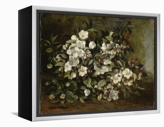 A Branch of Apple Blossoms also Said Cherry Blossoms-Gustave Courbet-Framed Premier Image Canvas