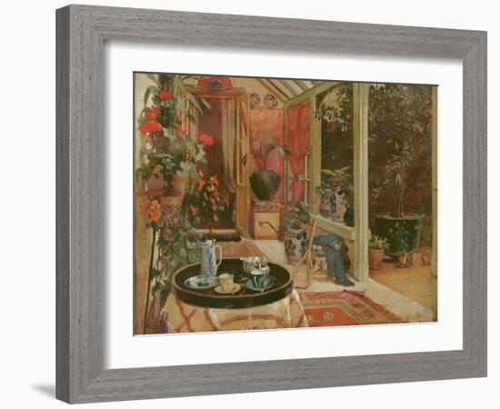 A Break for Tea (Oil on Panel)-Robert Walker Macbeth-Framed Giclee Print