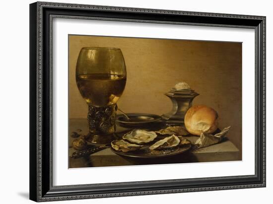 A Breakfast Still Life of Oysters, Salt Bread and Nuts-Pieter Claesz-Framed Giclee Print