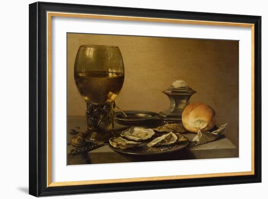 A Breakfast Still Life of Oysters, Salt Bread and Nuts-Pieter Claesz-Framed Giclee Print