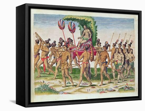 A Bride Is Carried to the Chief, from 'Brevis Narratio..', Engraved by Theodore De Bry-Jacques Le Moyne-Framed Premier Image Canvas