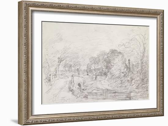 A Bridge Near Salisbury Court, C.1829 (Graphite on Paper)-John Constable-Framed Giclee Print