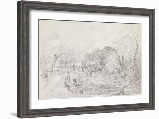 A Bridge Near Salisbury Court, C.1829 (Graphite on Paper)-John Constable-Framed Giclee Print