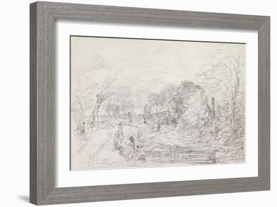 A Bridge Near Salisbury Court, C.1829 (Graphite on Paper)-John Constable-Framed Giclee Print