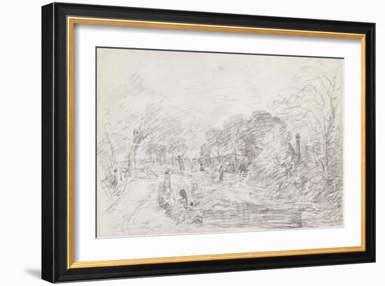 A Bridge Near Salisbury Court, C.1829 (Graphite on Paper)-John Constable-Framed Giclee Print