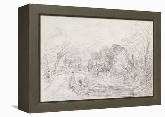 A Bridge Near Salisbury Court, C.1829 (Graphite on Paper)-John Constable-Framed Premier Image Canvas
