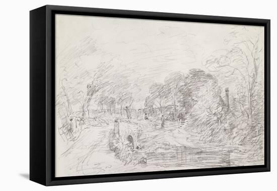 A Bridge Near Salisbury Court, C.1829 (Graphite on Paper)-John Constable-Framed Premier Image Canvas