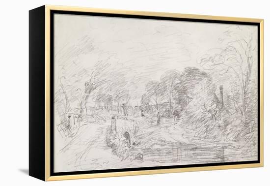 A Bridge Near Salisbury Court, C.1829 (Graphite on Paper)-John Constable-Framed Premier Image Canvas