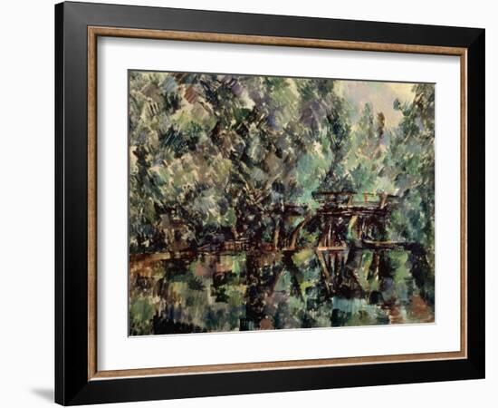 A Bridge over a Pond, C1898-Paul Cézanne-Framed Giclee Print