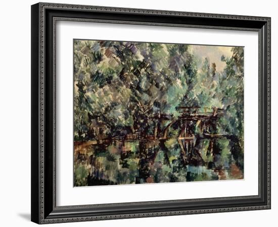 A Bridge over a Pond, C1898-Paul Cézanne-Framed Giclee Print