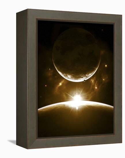 A Bright Morning as the Sunrise over the Planet Breaks the Edge for a Marvelous Sight-Stocktrek Images-Framed Premier Image Canvas