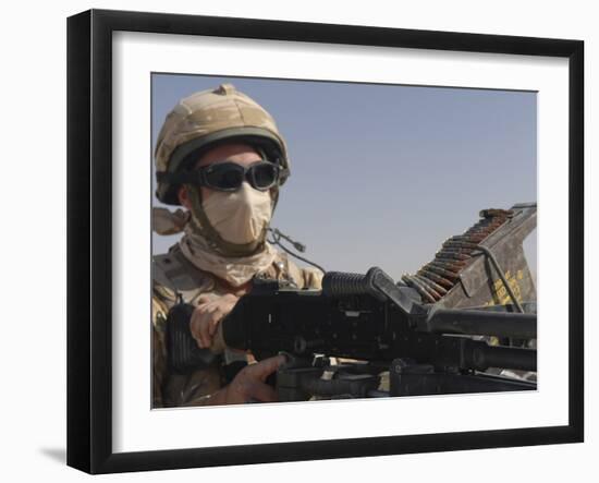 A British Army Soldier Mans a Machine Gun Mounted on Top of a Land Rover-Stocktrek Images-Framed Photographic Print