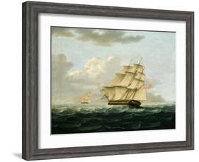 A British Frigate in Pursuit of a French Frigate-Thomas Buttersworth-Framed Giclee Print
