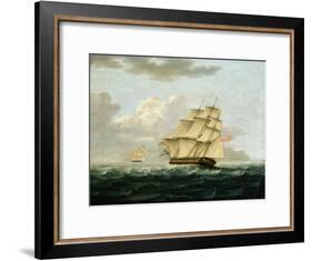 A British Frigate in Pursuit of a French Frigate-Thomas Buttersworth-Framed Giclee Print