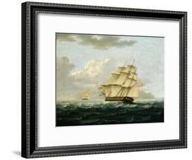 A British Frigate in Pursuit of a French Frigate-Thomas Buttersworth-Framed Giclee Print