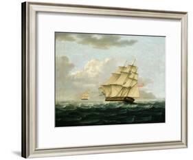 A British Frigate in Pursuit of a French Frigate-Thomas Buttersworth-Framed Giclee Print