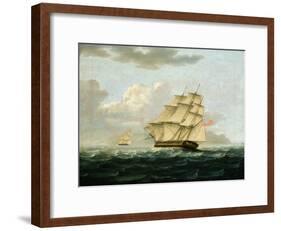 A British Frigate in Pursuit of a French Frigate-Thomas Buttersworth-Framed Giclee Print