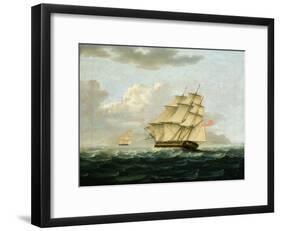 A British Frigate in Pursuit of a French Frigate-Thomas Buttersworth-Framed Giclee Print
