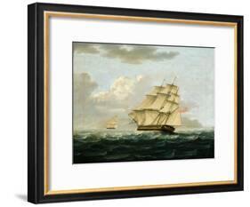 A British Frigate in Pursuit of a French Frigate-Thomas Buttersworth-Framed Giclee Print