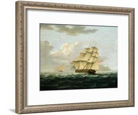 A British Frigate in Pursuit of a French Frigate-Thomas Buttersworth-Framed Giclee Print