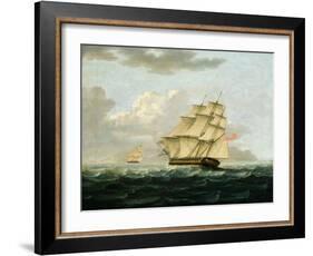 A British Frigate in Pursuit of a French Frigate-Thomas Buttersworth-Framed Giclee Print