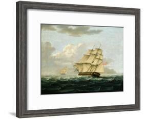 A British Frigate in Pursuit of a French Frigate-Thomas Buttersworth-Framed Giclee Print