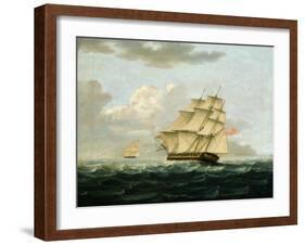 A British Frigate in Pursuit of a French Frigate-Thomas Buttersworth-Framed Giclee Print