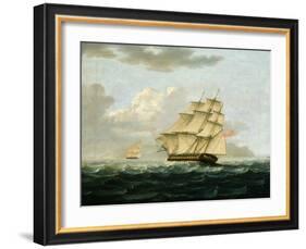 A British Frigate in Pursuit of a French Frigate-Thomas Buttersworth-Framed Giclee Print
