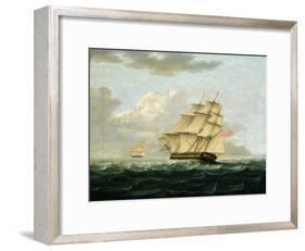 A British Frigate in Pursuit of a French Frigate-Thomas Buttersworth-Framed Giclee Print